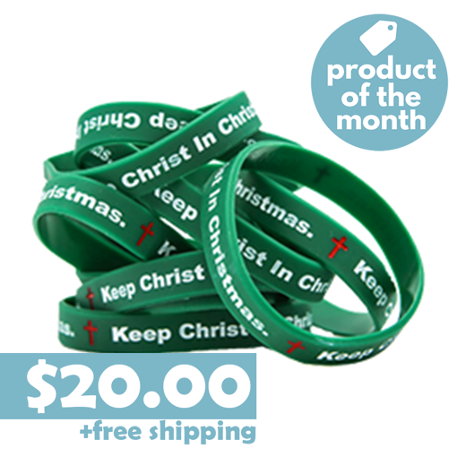 Picture of Product of the Month: "Keep Christ in Christmas" Wristbands - 50 pack