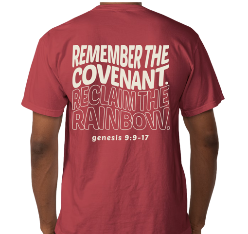 Picture of Crimson  "Reclaim the Rainbow." Pocket T-shirt