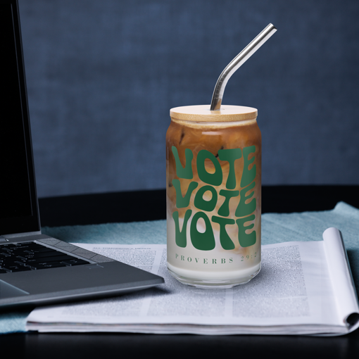 AFA Resource Center - VOTE VOTE VOTE Glass Cup with Lid & Straw