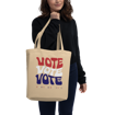 Woman holding Tote Red, White and Blue